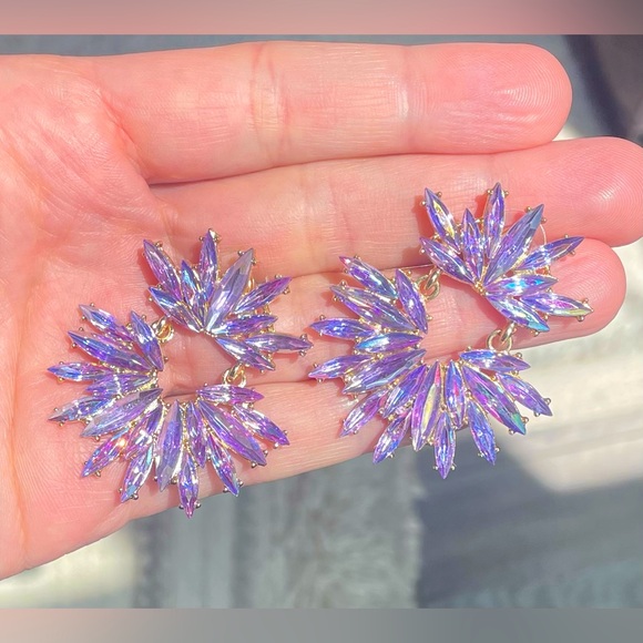Purple Rhinestone earrings - Picture 3 of 3